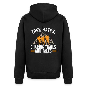 Hiking Couple Hiking Buddy Mountain Climbing Hiker - Unisex Premium Organic Zip Hoodie - black - Back - Nico (187cm)