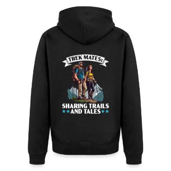 Hiking Couple Hiking Buddy Mountain Climbing Hiker - Unisex Premium Organic Zip Hoodie - black - Back - Nico (187cm)