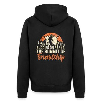 Hiking Couple Hiking Buddy Mountain Climbing Hiker - Unisex Premium Organic Zip Hoodie - black - Back - Nico (187cm)