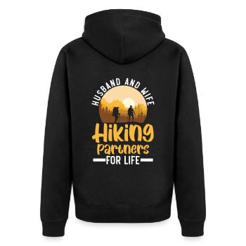 Hiking Couple Hiking Buddy Mountain Climbing Hiker - Unisex Premium Organic Zip Hoodie - black - Back - Nico (187cm)