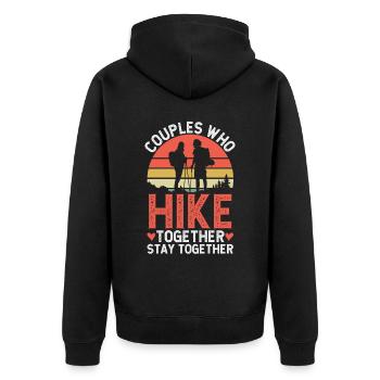 Hiking Couple Hiking Buddy Mountain Climbing Hiker - Unisex Premium Organic Zip Hoodie - black - Back - Nico (187cm)