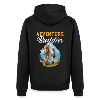 Hiking Couple Hiking Buddy Mountain Climbing Hiker - Unisex Premium Organic Zip Hoodie - black - Back - Nico (187cm)