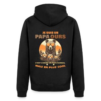 Papa Ours Et Oursons Cadeau Fête Des Pères - Veste à capuche bio Premium Unisexe - noir - Dos - Nico (187cm)