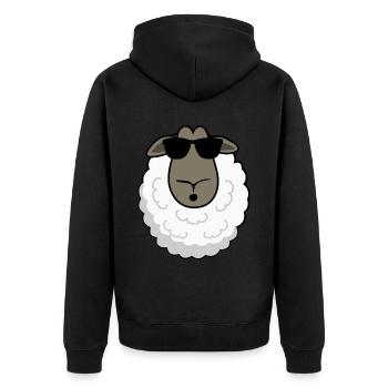 Schaf mit Sonnenbrille Schafe Schäfchen - Unisex Premium Bio Zip Hoodie - Schwarz - Hinten - Nico (187cm)