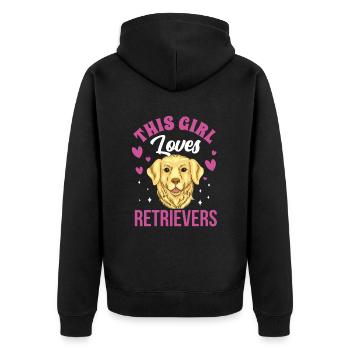 This Girl Loves Retriever Retrievers Dog - Unisex Premium Organic Zip Hoodie - black - Back - Nico (187cm)