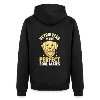 Retrievers are perfect soulmate dog - Unisex Premium Organic Zip Hoodie - black - Back - Nico (187cm)