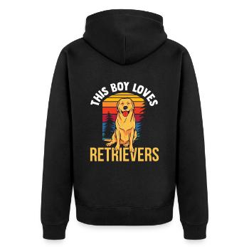 Dieser Junge Liebt Retriever Retrievers Hund - Unisex Premium Bio Zip Hoodie - Schwarz - Hinten - Nico (187cm)