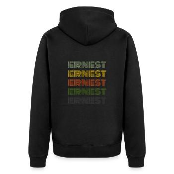 70er Retro Name Vintage Personalisieres Ernest - Unisex Premium Bio Zip Hoodie - Schwarz - Hinten - Nico (187cm)