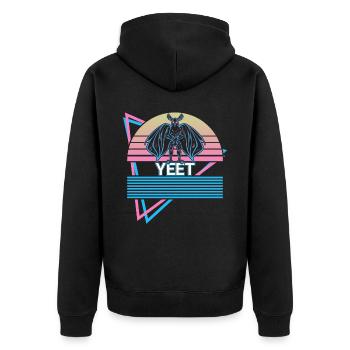 Mothman Krypto Kryptozoologie Retro - Unisex Premium Bio Zip Hoodie - Schwarz - Hinten - Nico (187cm)