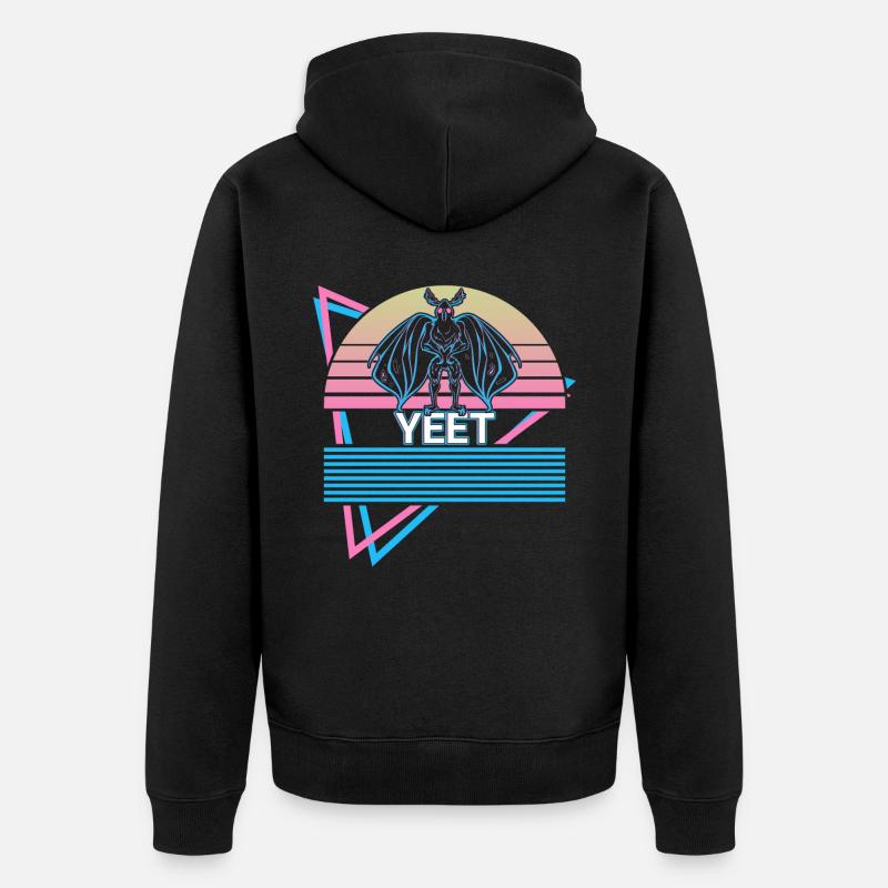 Mothman Krypto Kryptozoologie Retro - Unisex Premium Bio Zip Hoodie - Schwarz