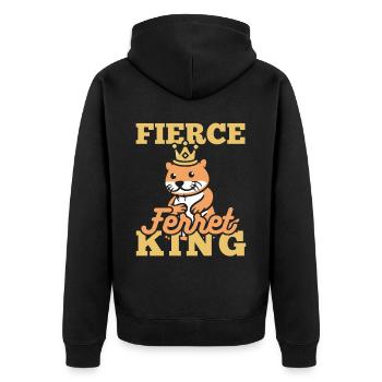 Ferret polecat king - Unisex Premium Organic Zip Hoodie - black - Back - Nico (187cm)