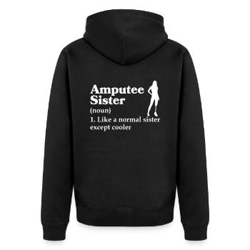 Amputiertes Bein Prothese Geschenk - Unisex Premium Bio Zip Hoodie - Schwarz - Hinten - Nico (187cm)