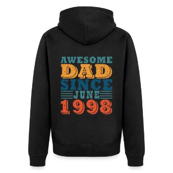 25th Birthday Man Original June Vintage 1998 - Unisex Premium Organic Zip Hoodie - black - Back - Nico (187cm)