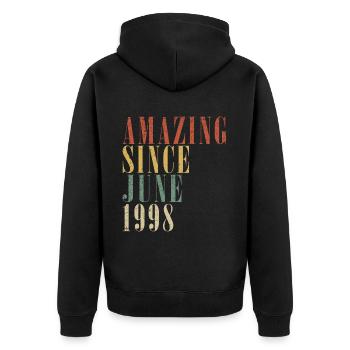 Juin 1998 | Cadeau Vintage 1998 - Veste à capuche bio Premium Unisexe - noir - Dos - Nico (187cm)