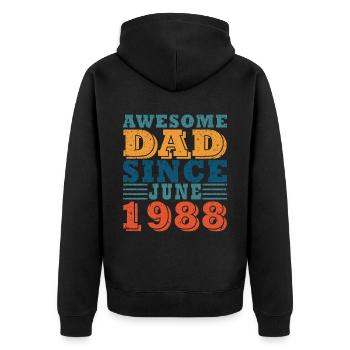 Geschenk Juni 1988 Geburtstag Juni 1988. Juni 1988 - Unisex Premium Bio Zip Hoodie - Schwarz - Hinten - Nico (187cm)