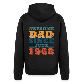 1968 · June 1968 Birthday Perfectly aged - Unisex Premium Organic Zip Hoodie - black - Back - Nico (187cm)