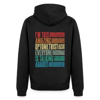 Vintage Optician Optician Gift Retro - Unisex Premium Organic Zip Hoodie - black - Back - Nico (187cm)