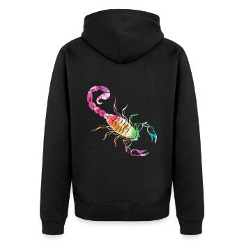 Scorpion - Unisex Premium Organic Zip Hoodie - black - Back - Nico (187cm)