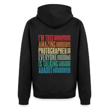 Vintage Photographer Photographer Gift Retro - Unisex Premium Organic Zip Hoodie - black - Back - Nico (187cm)