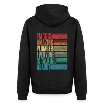 Vintage Plumber Plumber Gift Retro - Unisex Premium Organic Zip Hoodie - black - Back - Nico (187cm)