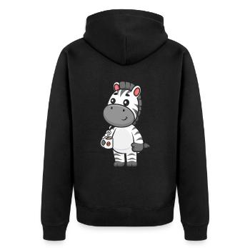 Zebra - Unisex Premium Bio Zip Hoodie - Schwarz - Hinten - Nico (187cm)