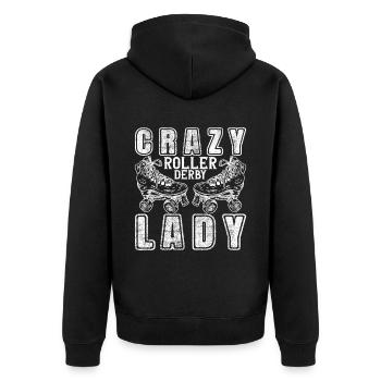 Roller Derby - Unisex Premium Bio Zip Hoodie - Schwarz - Hinten - Nico (187cm)