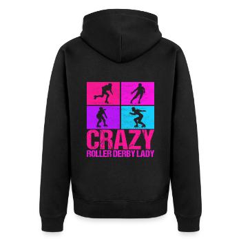 Roller Derby - Unisex Premium Bio Zip Hoodie - Schwarz - Hinten - Nico (187cm)