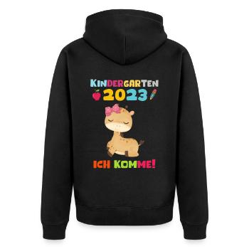 Kindergarten 2023 Ich Komme Mädchen Kita Geschenk - Unisex Premium Bio Zip Hoodie - Schwarz - Hinten - Nico (187cm)