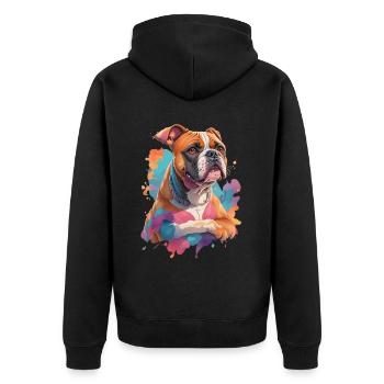 German Boxer Dog Drawing for Dog Lovers - Unisex Premium Organic Zip Hoodie - black - Back - Nico (187cm)
