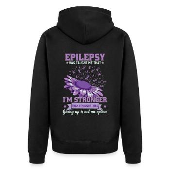 Epilepsy Fighter - Unisex Premium Organic Zip Hoodie - black - Back - Nico (187cm)