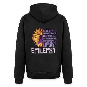 Epilepsy Fighter - Unisex Premium Organic Zip Hoodie - black - Back - Nico (187cm)