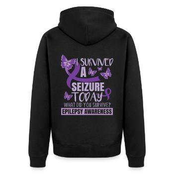 I Survive A Seizure Today - Unisex Premium Organic Zip Hoodie - black - Back - Nico (187cm)