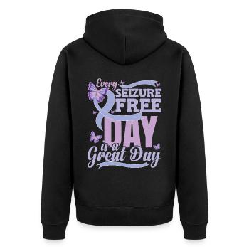 Epilepsy Awareness Quote - Unisex Premium Organic Zip Hoodie - black - Back - Nico (187cm)