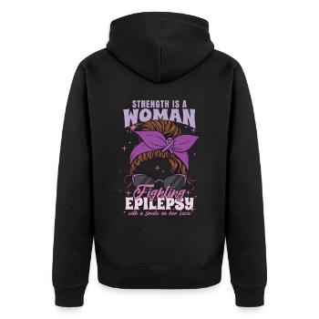 La force est une femme qui lutte contre l’épilepsie - Veste à capuche bio Premium Unisexe - noir - Dos - Nico (187cm)
