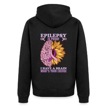 Epilepsy Is Proof - Unisex Premium Organic Zip Hoodie - black - Back - Nico (187cm)