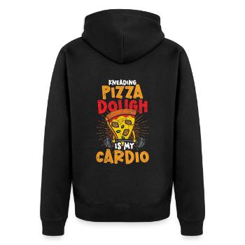 Pizzabäcker Pizzaiolo Pizzateig Kneten - Unisex Premium Bio Zip Hoodie - Schwarz - Hinten - Nico (187cm)