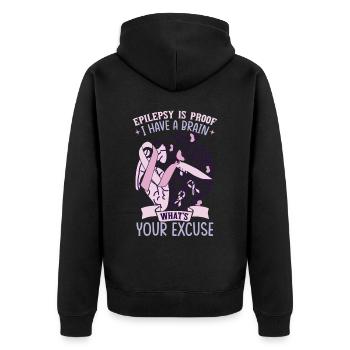 Epilepsy Is Proof - Unisex Premium Organic Zip Hoodie - black - Back - Nico (187cm)