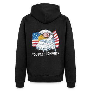 Du bist heute Abend frei Weißkopfseeadler Amerika - Unisex Premium Bio Zip Hoodie - Schwarz - Hinten - Nico (187cm)
