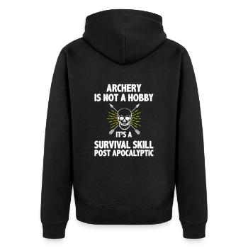 Bogenschießen Spruch Lustiger Bogenschütze Zitat Bogenschießen - Unisex Premium Bio Zip Hoodie - Schwarz - Hinten - Nico (187cm)