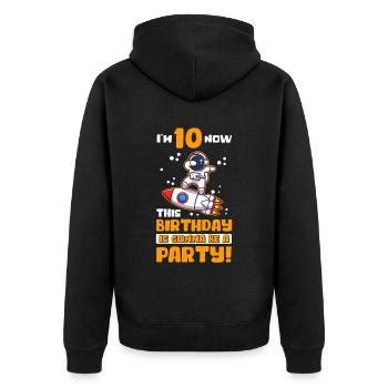 10. Geburtstag 10 Jahre alt Geschenkidee Geschenk - Unisex Premium Bio Zip Hoodie - Schwarz - Hinten - Nico (187cm)