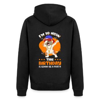 10. Geburtstag Geschenkidee 10 Jahre alt Geschenk - Unisex Premium Bio Zip Hoodie - Schwarz - Hinten - Nico (187cm)