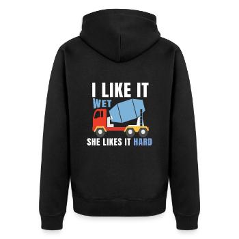 Cement Worker Concrete Mixer Finisher Cement Mixer - Unisex Premium Organic Zip Hoodie - black - Back - Nico (187cm)