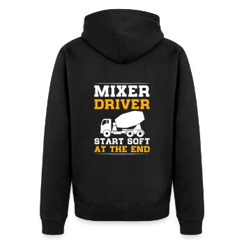 Cement Worker Concrete Mixer Finisher Cement Mixer - Unisex Premium Organic Zip Hoodie - black - Back - Nico (187cm)