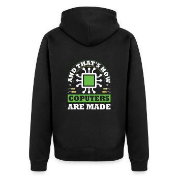 Programmierer, Informatik, Coder Software - Unisex Premium Bio Zip Hoodie - Schwarz - Hinten - Nico (187cm)