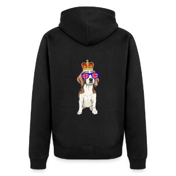 Beagle Dog Reine Elizabeth II Couronne britannique - Veste à capuche bio Premium Unisexe - noir - Dos - Nico (187cm)