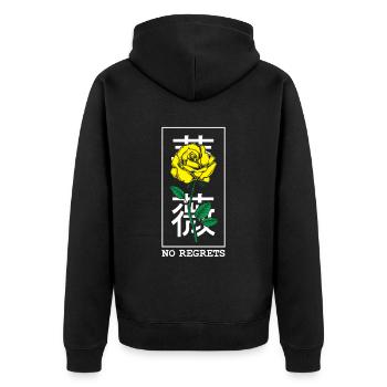 Black Rose No Regrets Floral Flower Rose - Unisex Premium Organic Zip Hoodie - black - Back - Nico (187cm)