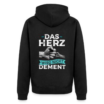 Das Herz Wird Nicht Dement Pflege Altenpflege - Unisex Premium Bio Zip Hoodie - Schwarz - Hinten - Nico (187cm)