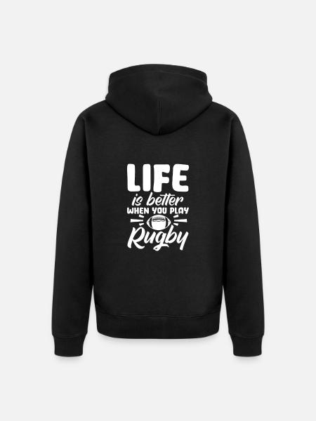 Rugby - Unisex Premium Bio Zip Hoodie - Schwarz