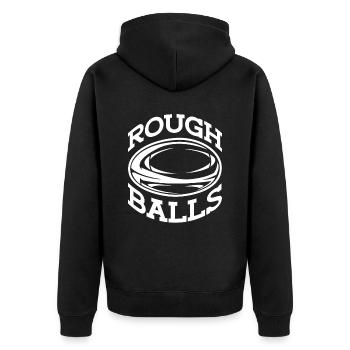 Rough Balls - Rugby drôle - Veste à capuche bio Premium Unisexe - noir - Dos - Nico (187cm)