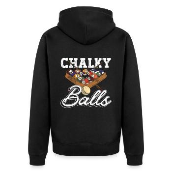 Chalky Balls - Lustig Billard - Unisex Premium Bio Zip Hoodie - Schwarz - Hinten - Nico (187cm)
